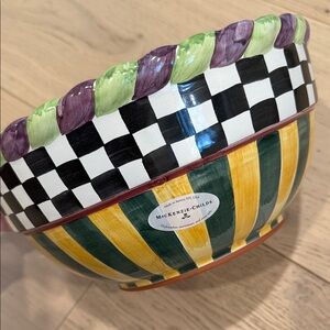 MacKenzie-Childs Checkered and Striped Ceramic Bowl